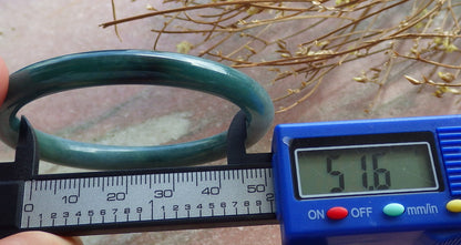 Certified Hand Carved Green Natural Myanmar Burma A JADE Circle Jadeite Bangle Bracelet 52mm