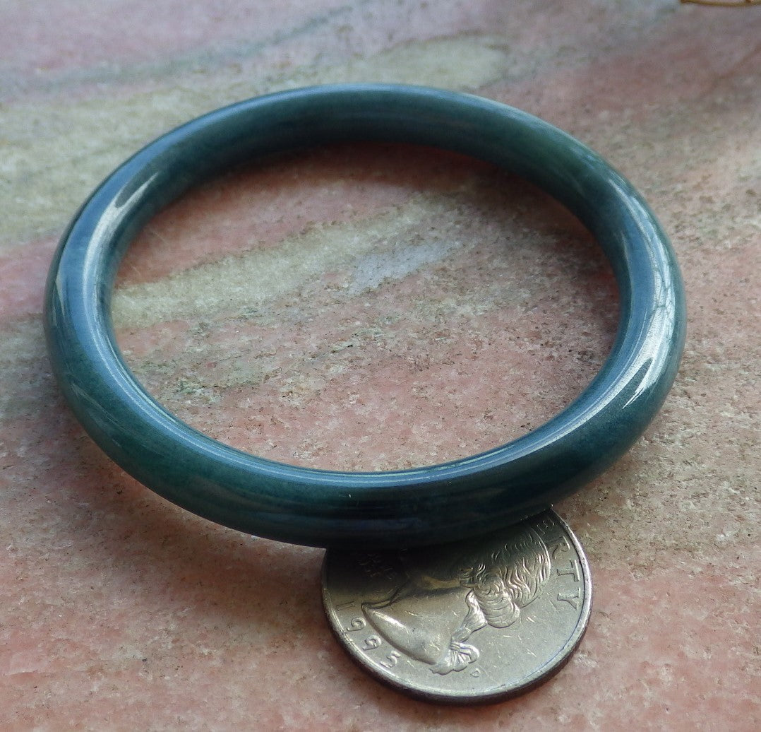 Certified Hand Carved Green Natural Myanmar Burma A JADE Circle Jadeite Bangle Bracelet 52mm