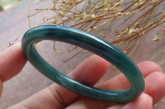 Certified Hand Carved Green Natural Myanmar Burma A JADE Circle Jadeite Bangle Bracelet 52mm