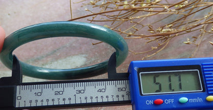 Certified Hand Carved Green Natural Myanmar Burma A JADE Circle Jadeite Bangle Bracelet 52mm
