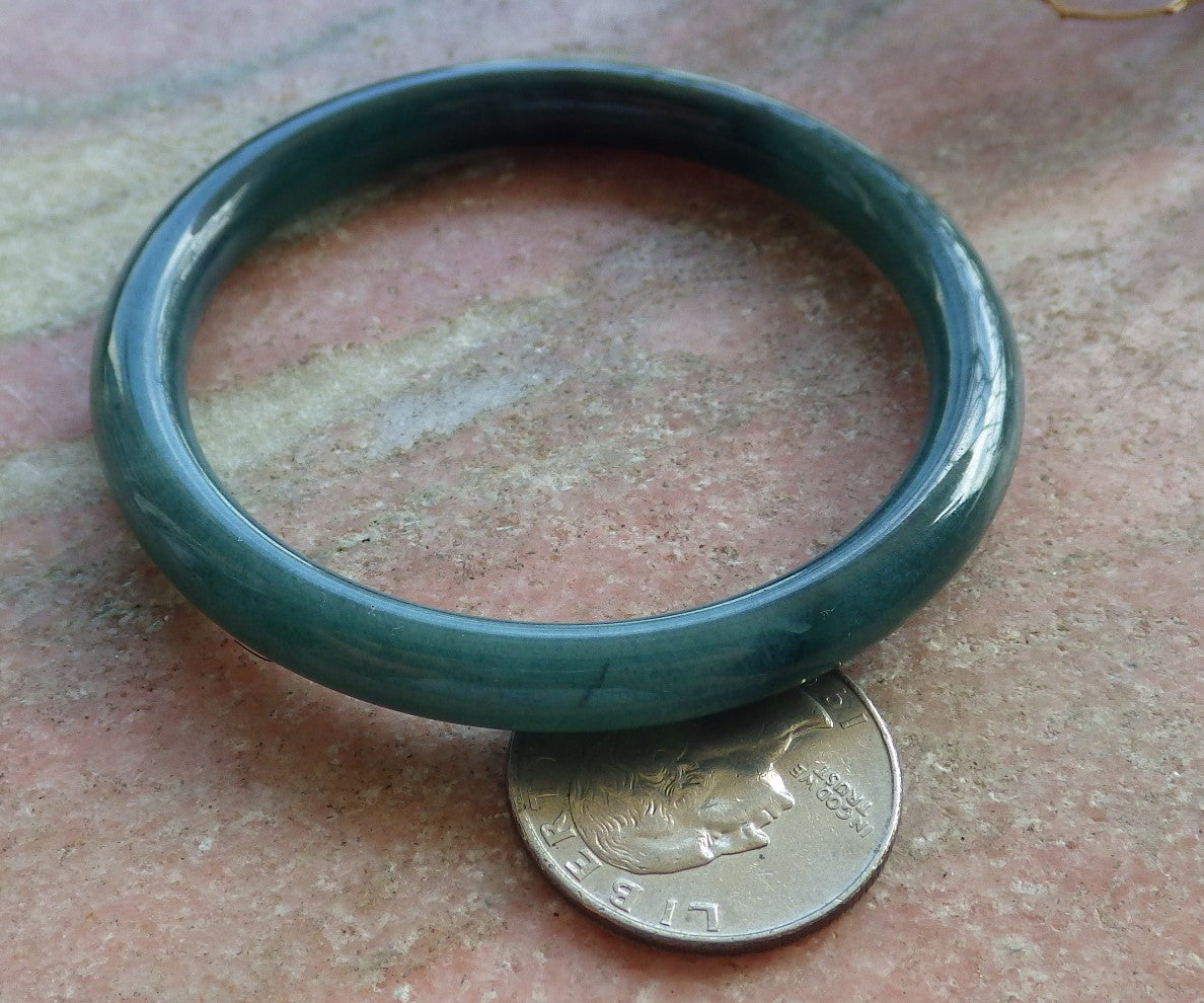Certified Hand Carved Green Natural Myanmar Burma A JADE Circle Jadeite Bangle Bracelet 52mm