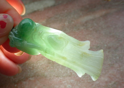 Certified Hand Carved Yellow Green Natural Myanmar Burma Grade A Jade Jadeite The God of Longevity Life Pendant Necklace