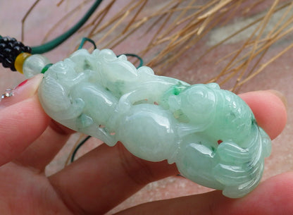 Certified Hand Carved Green Myanmar Natural Burma Grade A Jade jadeite Gold Fish Lotus Pendant Necklace