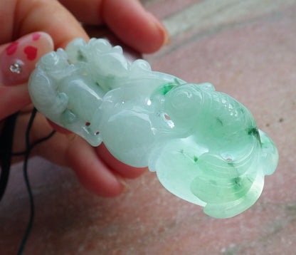 Certified Hand Carved Green Myanmar Natural Burma Grade A Jade jadeite Gold Fish Lotus Pendant Necklace
