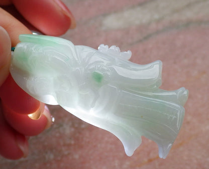 Certified Hand Carved Green Natural Myanmar Burma A Jade Money Buddha God Pendant Necklace