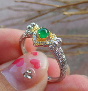 Certified Icy Green Silver 925 Natural Grade A JADE Jadeite Cabochon US 6.5 Ring
