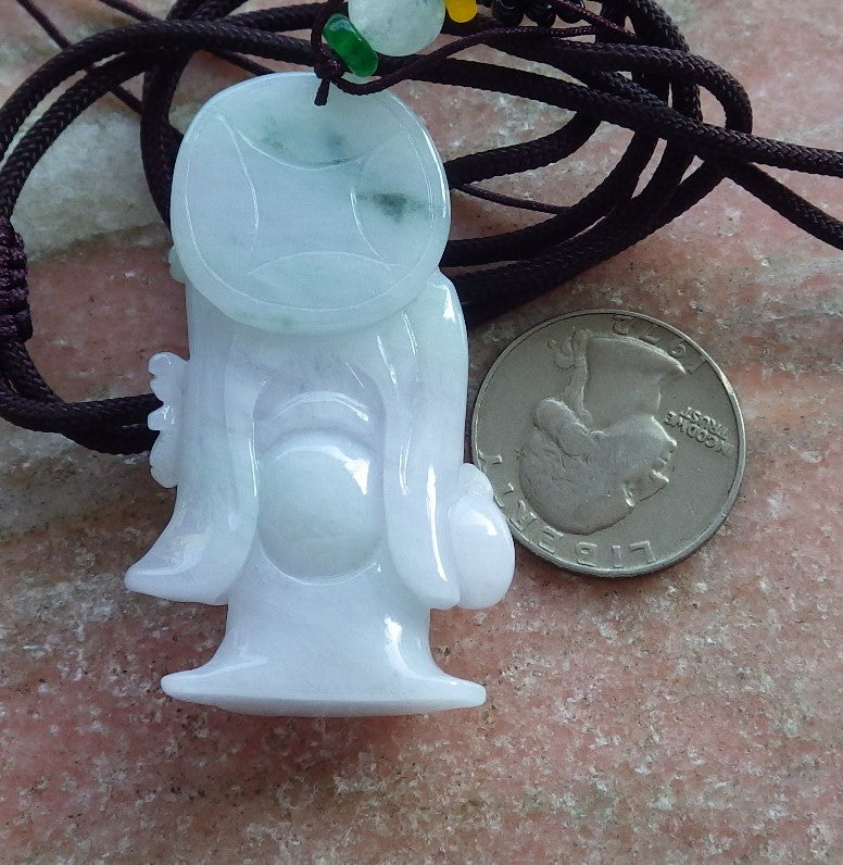 Certified Hand Carved Green Natural Myanmar Burma Grade A Jade jadeite Da Mo Buddha God Pendant Necklace