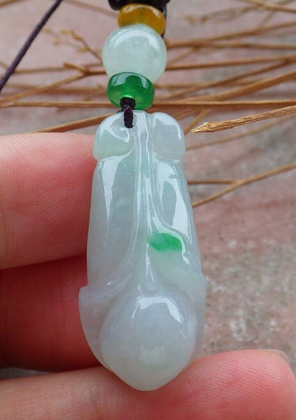 Certified Hand Carved Natural Myanmar Burma A Jade Jadeite Rose Orchid Flower Pendant Necklace