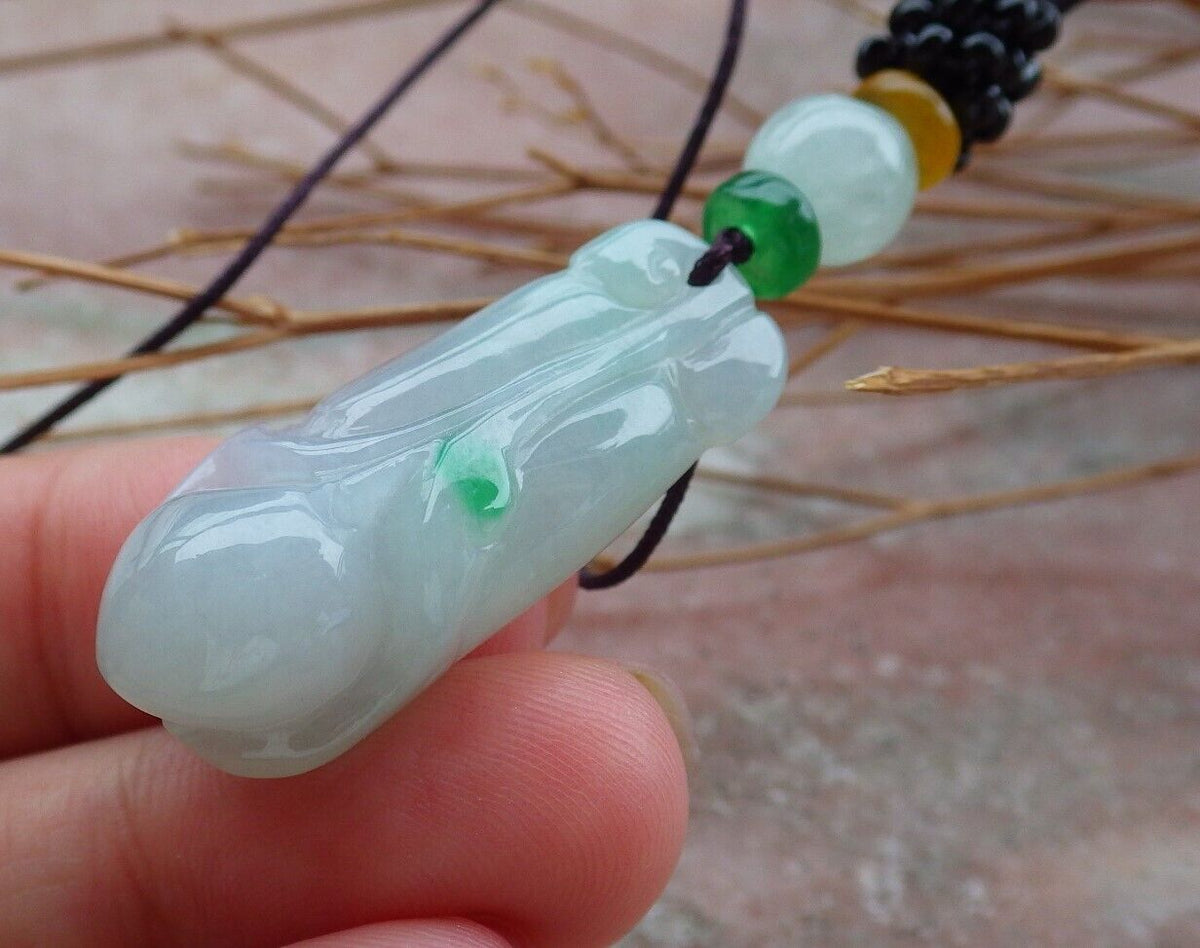 Certified Hand Carved Natural Myanmar Burma A Jade Jadeite Rose Orchid Flower Pendant Necklace