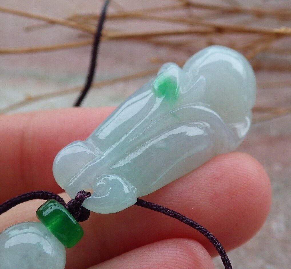 Certified Hand Carved Natural Myanmar Burma A Jade Jadeite Rose Orchid Flower Pendant Necklace