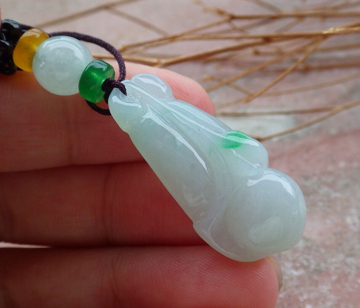 Certified Hand Carved Natural Myanmar Burma A Jade Jadeite Rose Orchid Flower Pendant Necklace
