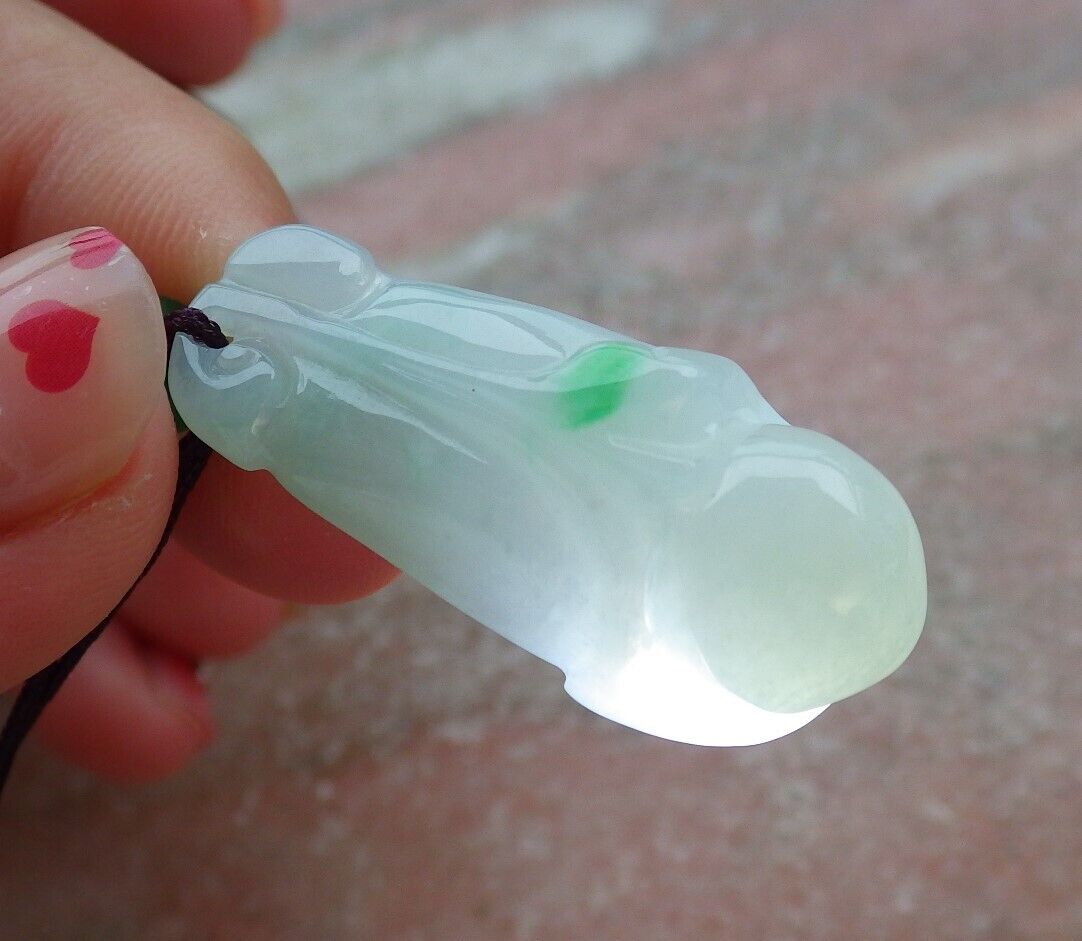Certified Hand Carved Natural Myanmar Burma A Jade Jadeite Rose Orchid Flower Pendant Necklace