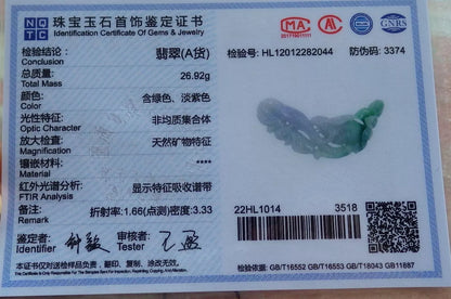 Certified Hand Carved Myanmar Burma Natural A Jade jadeite Rabbit Flower Lotus Lucky Amulet Pendant Necklace