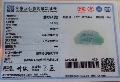 Certified Hand Carved Natural Green Burma A Jade jadeite Dragon Pi Xiu Ruyi Pendant Necklace