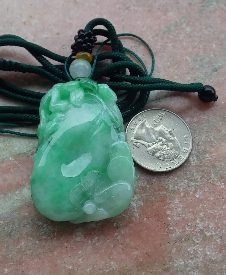 Certified Hand Carved Natural Myanmar Burma A Jade Jadeite Zodiac Monkey Lucky Amulet Pendant Necklace