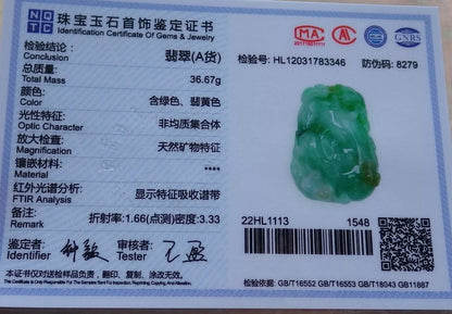 Certified Hand Carved Natural Myanmar Burma A Jade Jadeite Zodiac Monkey Lucky Amulet Pendant Necklace