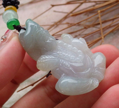Certified Hand Carved Green Natural Myanmar Burma Grade A Jade jadeite Ji Kung Buddha God Pendant Necklace