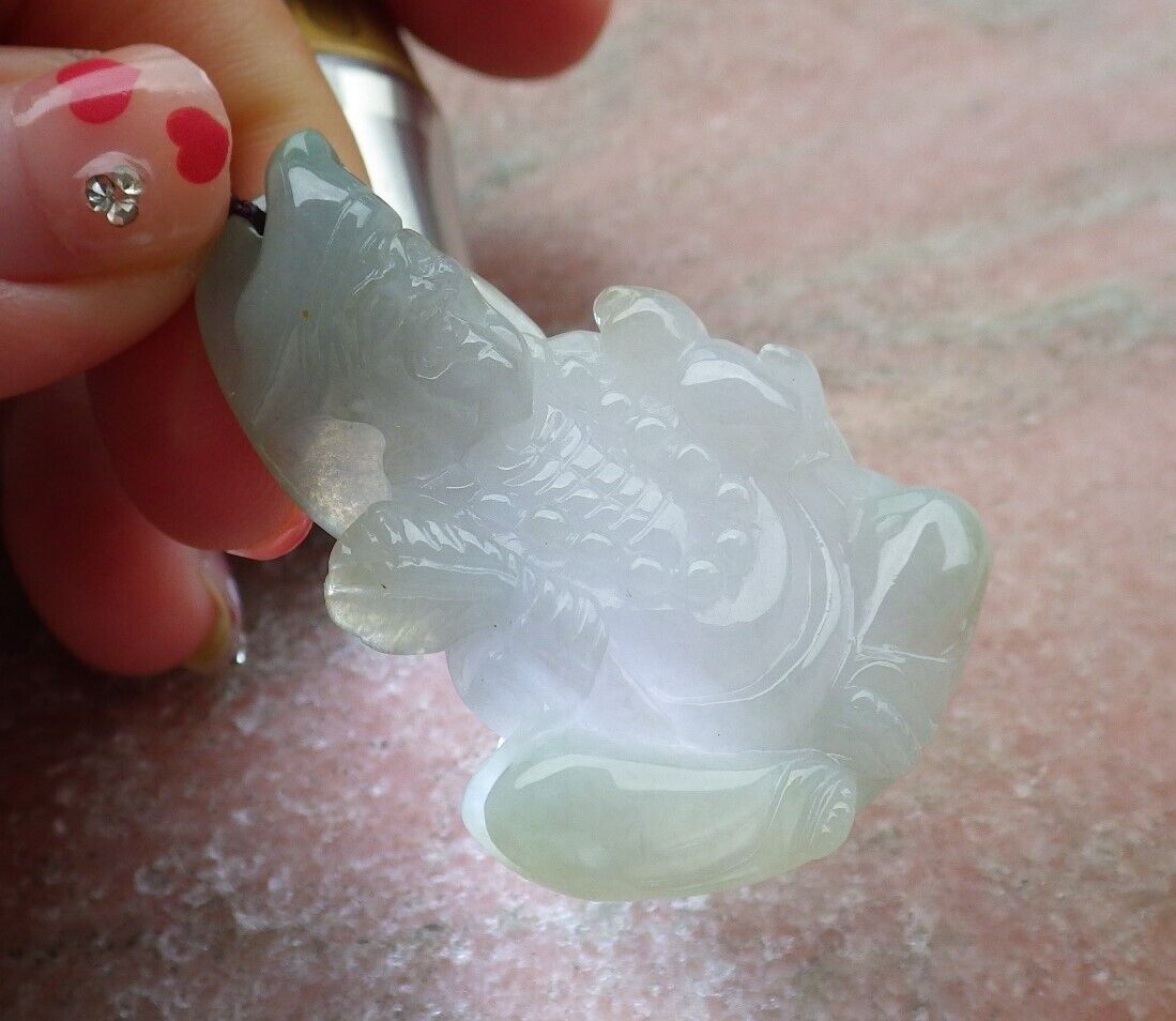 Certified Hand Carved Green Natural Myanmar Burma Grade A Jade jadeite Ji Kung Buddha God Pendant Necklace
