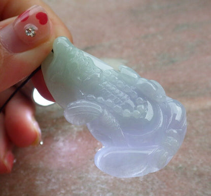 Certified Hand Carved Green Natural Myanmar Burma Grade A Jade jadeite Ji Kung Buddha God Pendant Necklace