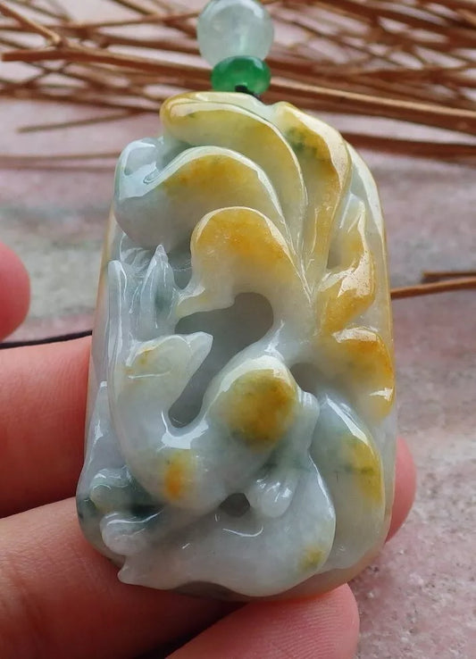 Certified Hand Carved Natural Myanmar Burma Grade A Jade Jadeite Fox Lucky Amulet Pendant Necklace