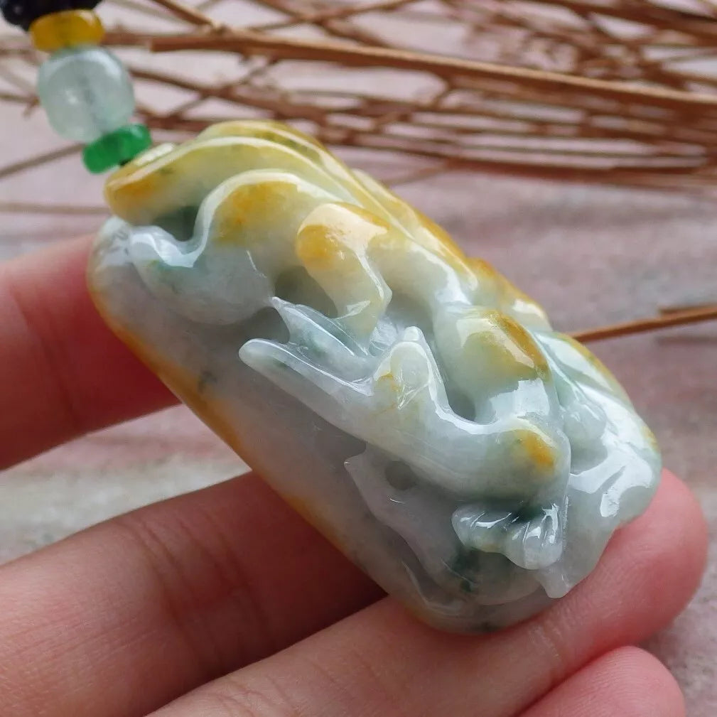 Certified Hand Carved Natural Myanmar Burma Grade A Jade Jadeite Fox Lucky Amulet Pendant Necklace