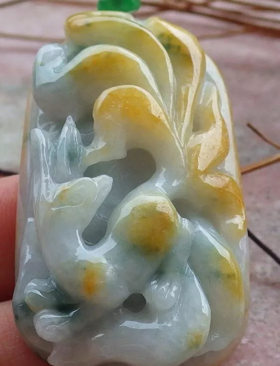 Certified Hand Carved Natural Myanmar Burma Grade A Jade Jadeite Fox Lucky Amulet Pendant Necklace