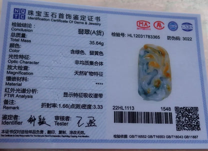 Certified Hand Carved Natural Myanmar Burma Grade A Jade Jadeite Fox Lucky Amulet Pendant Necklace