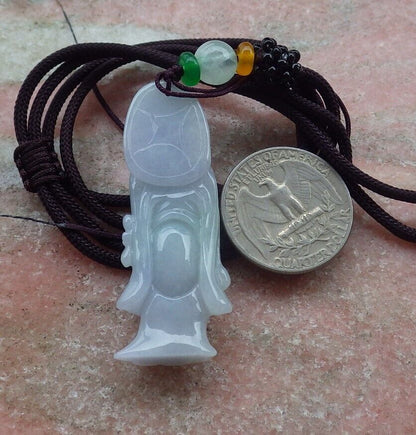 Certified Hand Carved Green Natural Myanmar Burma Grade A Jade jadeite Da Mo Buddha God Peach Pendant Necklace