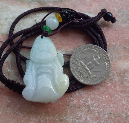 Certified Hand Carved Green Natural Myanmar Burma Grade A Jade jadeite Ji Kung Buddha God Pendant Necklace