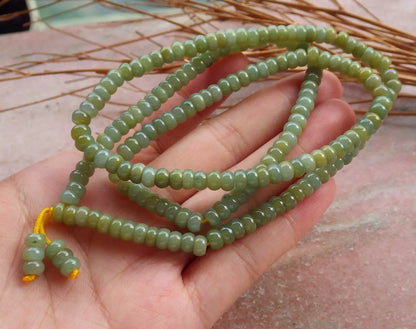 Certified Yellow Green Natural A Jade Jadeite Bead Beads Necklace 24 inches