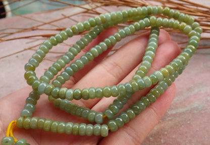 Certified Yellow Green Natural A Jade Jadeite Bead Beads Necklace 24 inches