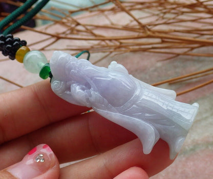 Certified Hand Carved Natural Myanmar Burma A Jade jadeite Buddha Money God Pendant Necklace