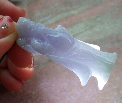 Certified Hand Carved Natural Myanmar Burma A Jade jadeite Buddha Money God Pendant Necklace