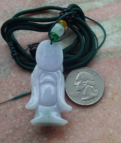 Certified Hand Carved Natural Myanmar Burma A Jade jadeite Buddha Money God Pendant Necklace