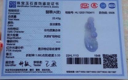 Certified Hand Carved Natural Myanmar Burma A Jade jadeite Owl Lotus Flower Ruyi Pendant Necklace