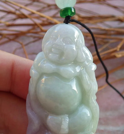 Certified Hand Carved Natural Myanmar Burma A Jade jadeite Buddha God Flower Lucky Amulet Pendant Necklace