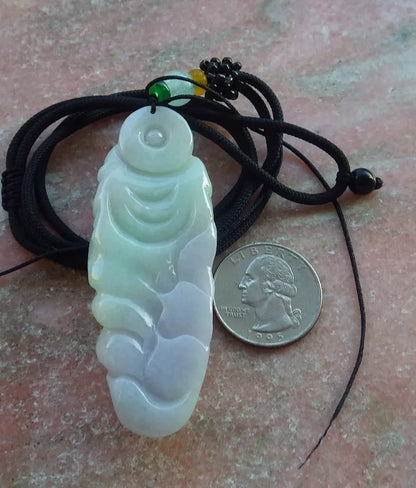 Certified Hand Carved Natural Myanmar Burma A Jade jadeite Buddha God Flower Lucky Amulet Pendant Necklace