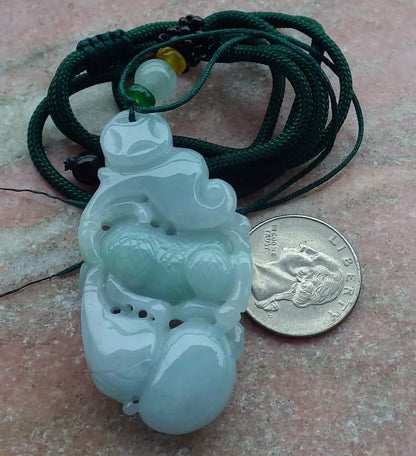 Certified Hand Carved Natural Myanmar Burma Grade A Jade jadeite Dragon Bead Lucky Amulet Pendant Necklace