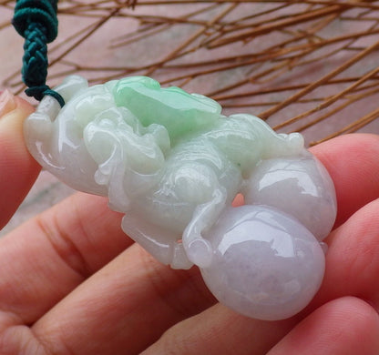 Certified Hand Carved Lavender Natural Myanmar Burma A Jade jadeite Dragon Kai Lun Pendant Necklace