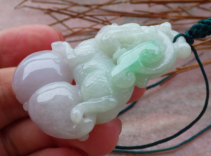 Certified Hand Carved Lavender Natural Myanmar Burma A Jade jadeite Dragon Kai Lun Pendant Necklace