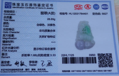 Certified Hand Carved Lavender Natural Myanmar Burma A Jade jadeite Dragon Kai Lun Pendant Necklace