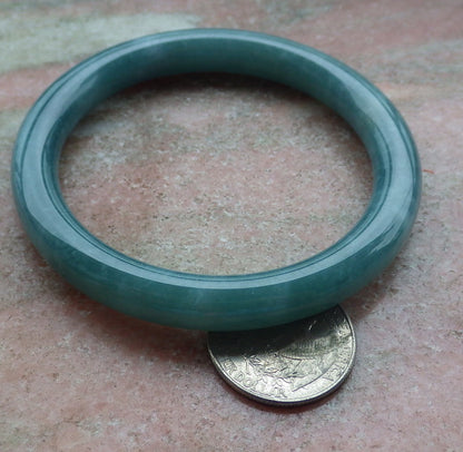 Certified Hand Carved Green Natural Myanmar Burma Grade A JADE Jadeite Round Circle Bangle Bracelet 57mm