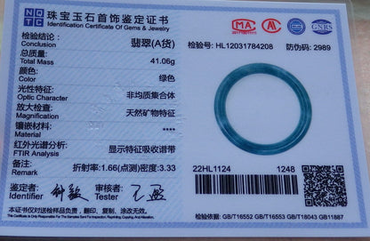 Certified Hand Carved Green Natural Myanmar Burma Grade A JADE Jadeite Round Circle Bangle Bracelet 57mm