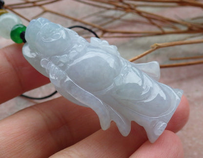 Certified Hand Carved Natural Myanmar Burma A Jade jadeite Happy Buddha God Lucky Amulet Pendant Necklace