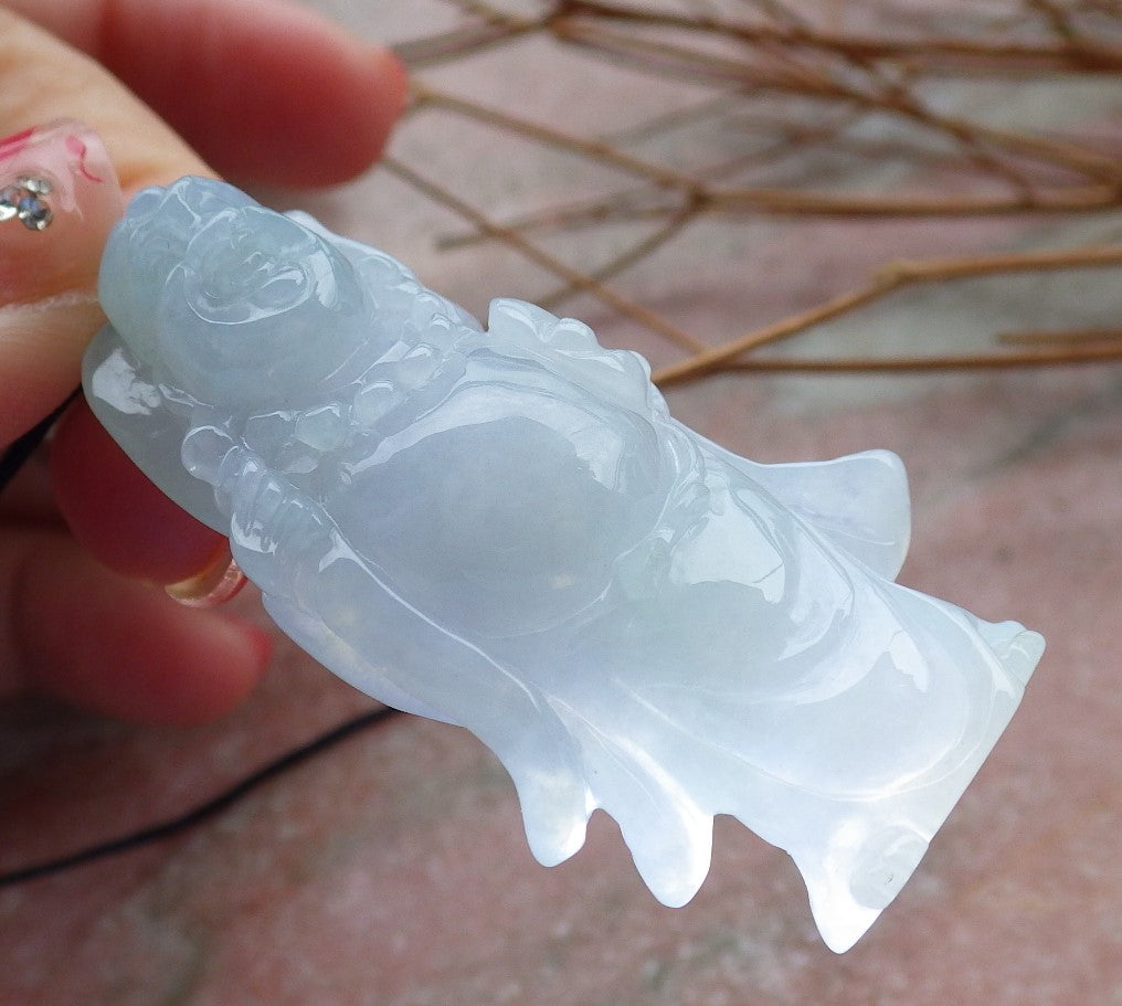 Certified Hand Carved Natural Myanmar Burma A Jade jadeite Happy Buddha God Lucky Amulet Pendant Necklace