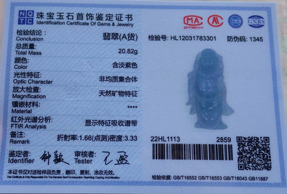 Certified Hand Carved Natural Myanmar Burma A Jade jadeite Happy Buddha God Lucky Amulet Pendant Necklace