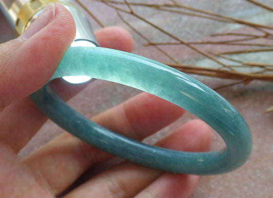 Certified Hand Carved Green 100% Natural Myanmar Burma A JADE Circle Jadeite Bracelet Bangle 56mm