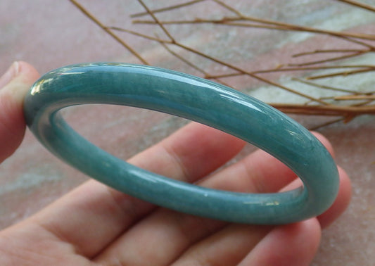 Certified Hand Carved Green 100% Natural Myanmar Burma A JADE Circle Jadeite Bracelet Bangle 56mm