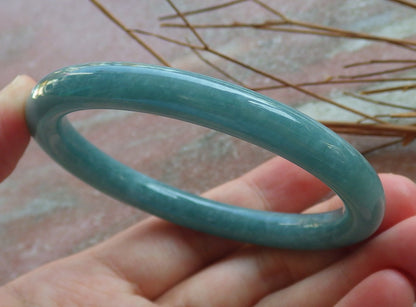 Certified Hand Carved Green 100% Natural Myanmar Burma A JADE Circle Jadeite Bracelet Bangle 56mm
