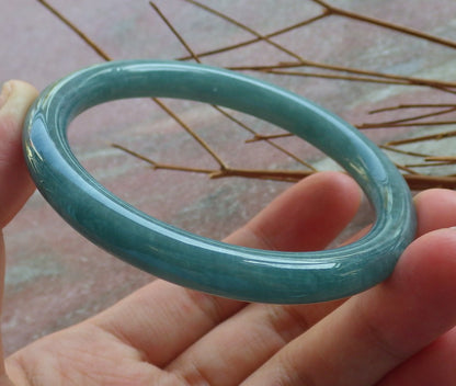 Certified Hand Carved Green 100% Natural Myanmar Burma A JADE Circle Jadeite Bracelet Bangle 56mm